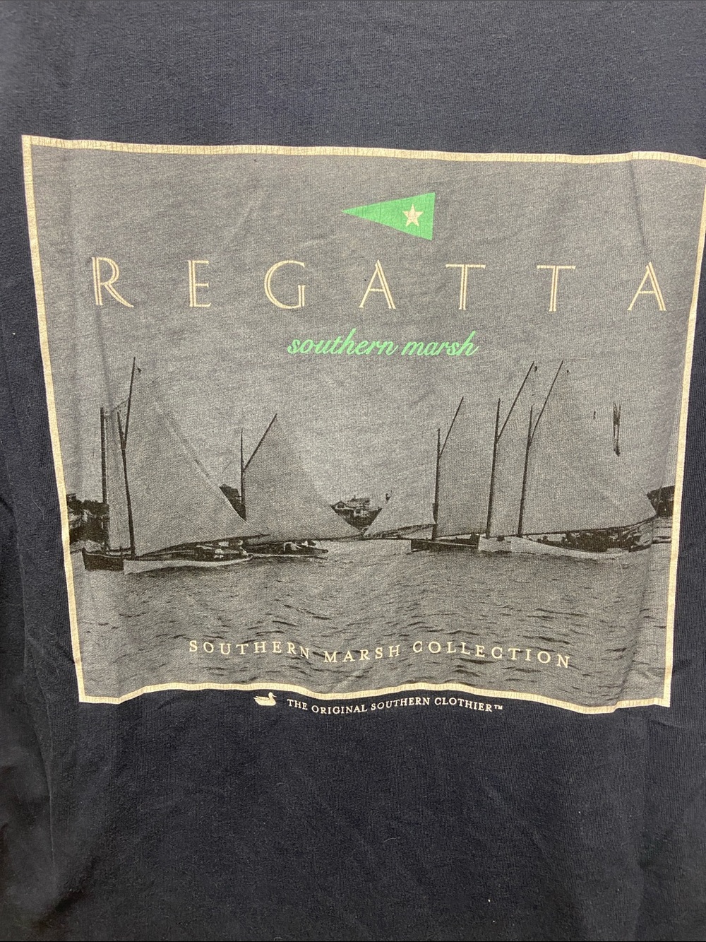 Southern Marsh Regatta Graphic Tee - Navy with Green Accents